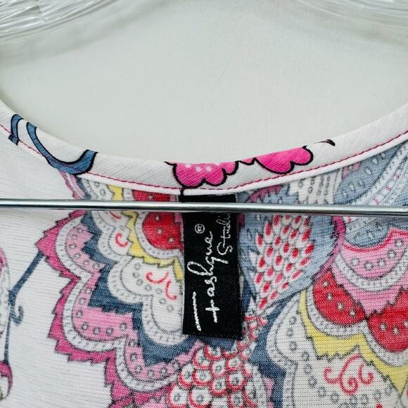 Fashque Ivory And Pink Floral Short Sleeve Dress Women’s Size 1X - Picture 5 of 8